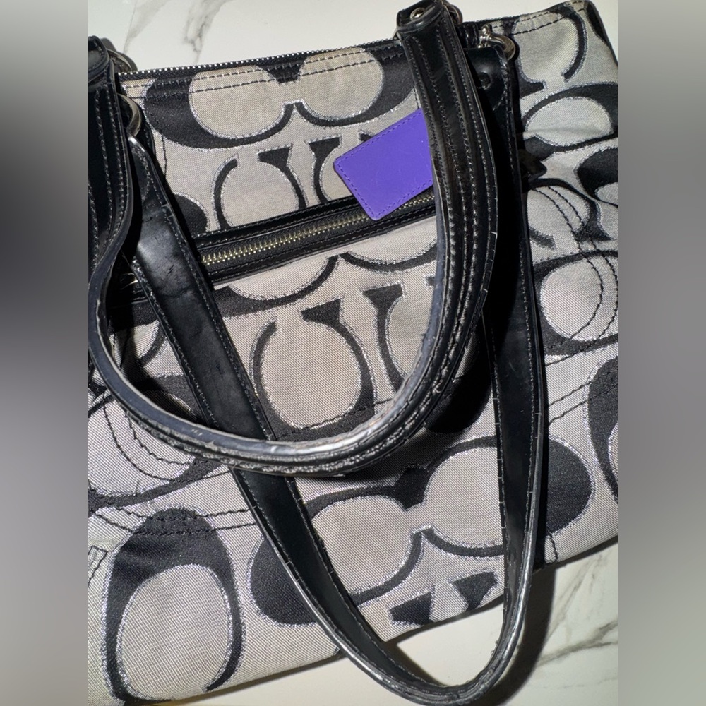 Coach Black and Gray Signature Tote Bag - Picture 6 of 10